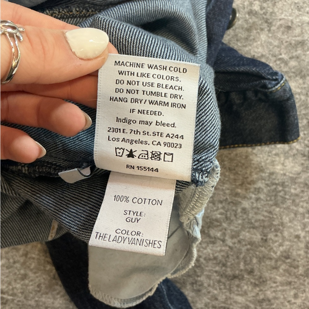 Boyish Dark Indigo Denim Jumpsuit With Raw Hem and Button Details Size M - Picture 5 of 6